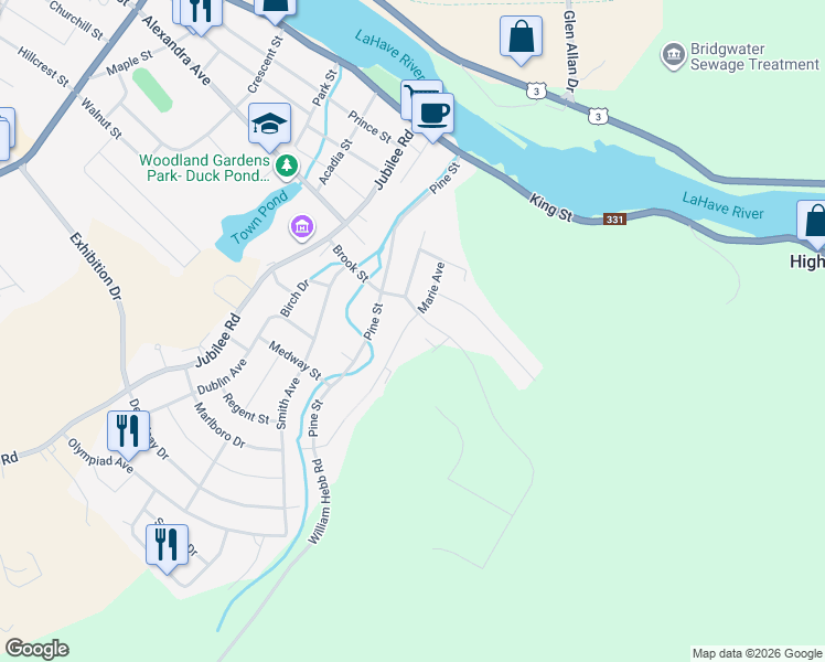map of restaurants, bars, coffee shops, grocery stores, and more near 65 Marie Avenue in Bridgewater