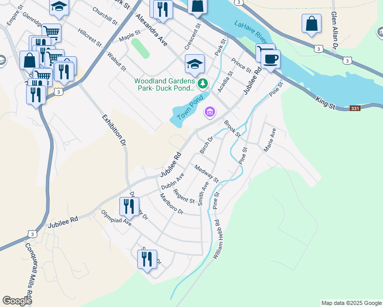 map of restaurants, bars, coffee shops, grocery stores, and more near 14 Dublin Avenue in Bridgewater