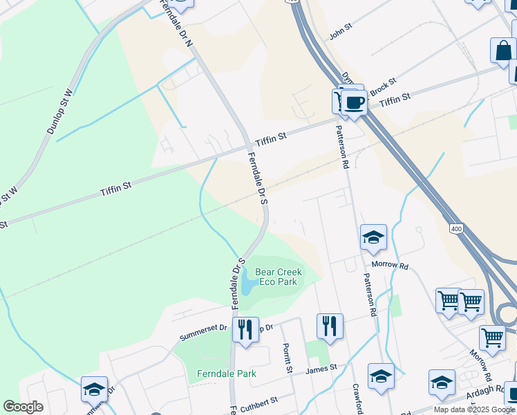 map of restaurants, bars, coffee shops, grocery stores, and more near in Barrie