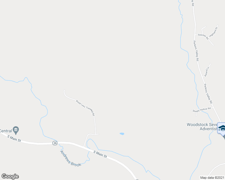 map of restaurants, bars, coffee shops, grocery stores, and more near 46 Road Less Traveled Road in Woodstock