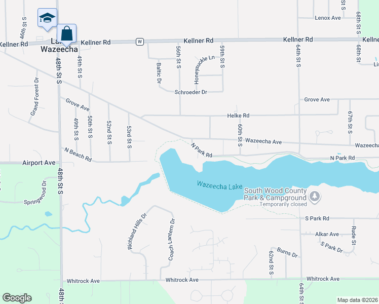 map of restaurants, bars, coffee shops, grocery stores, and more near 5630 North Park Road in Wisconsin Rapids