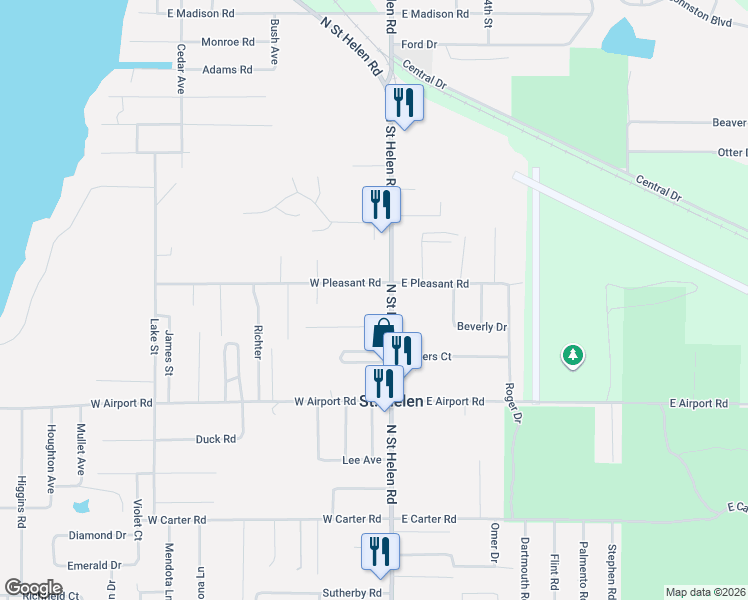 map of restaurants, bars, coffee shops, grocery stores, and more near 9722-9898 West Pleasant Road in Richfield Township