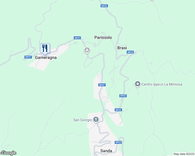 map of restaurants, bars, coffee shops, grocery stores, and more near 65 Via Gameragna in Sanda