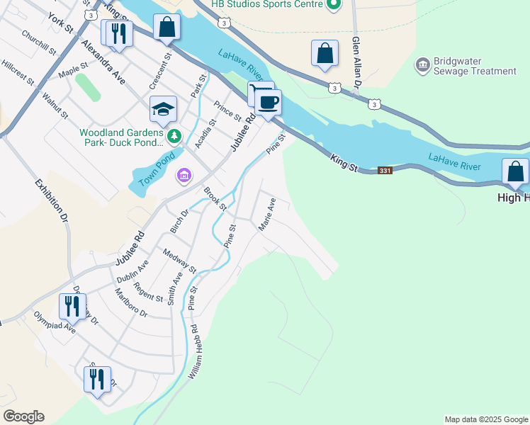 map of restaurants, bars, coffee shops, grocery stores, and more near 22 Marie Avenue in Bridgewater