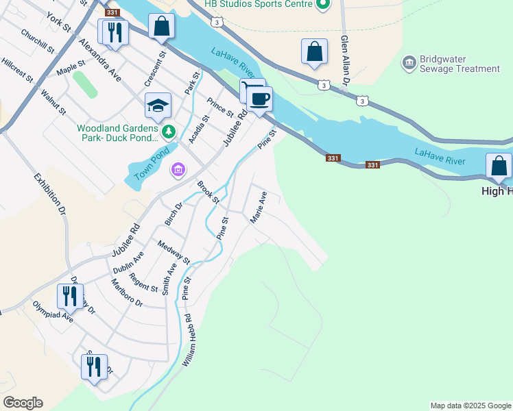 map of restaurants, bars, coffee shops, grocery stores, and more near 22 Marie Avenue in Bridgewater