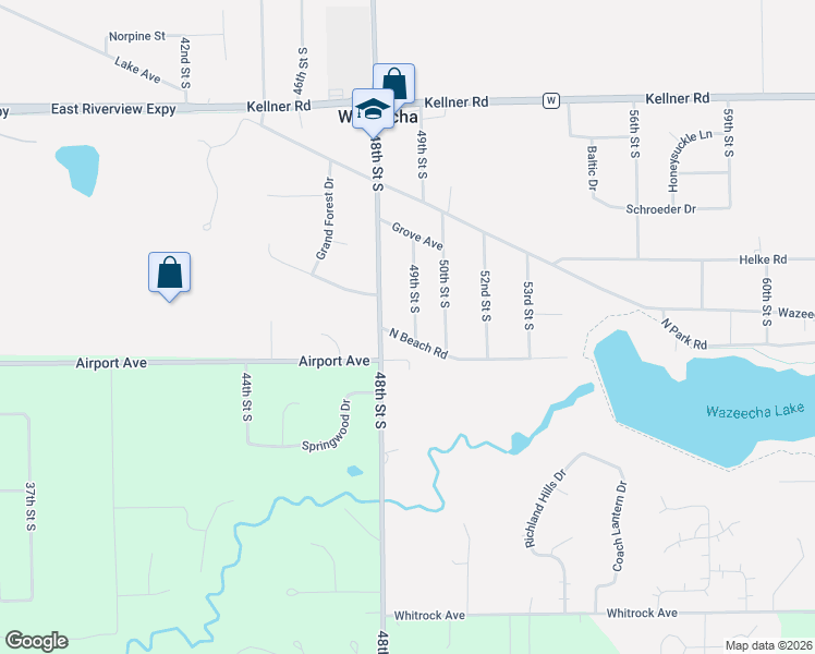 map of restaurants, bars, coffee shops, grocery stores, and more near 4831 North Beach Road in Wisconsin Rapids