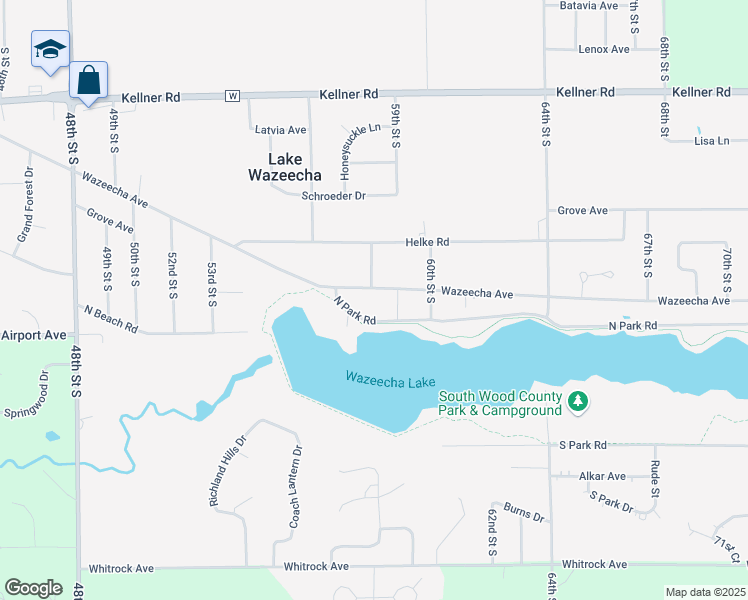 map of restaurants, bars, coffee shops, grocery stores, and more near 5810 Wazeecha Ave in Wisconsin Rapids