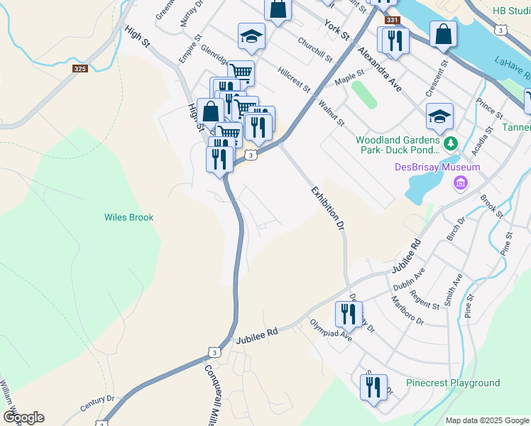 map of restaurants, bars, coffee shops, grocery stores, and more near 70 Micmac Avenue in Bridgewater
