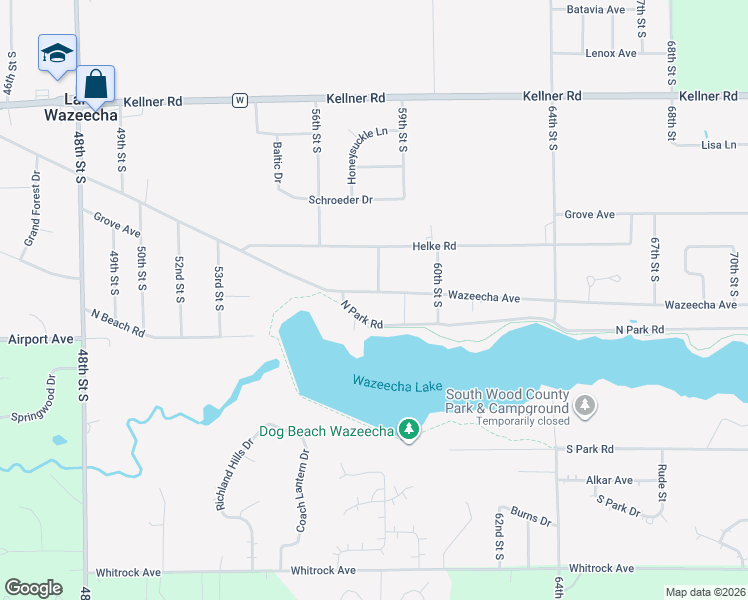map of restaurants, bars, coffee shops, grocery stores, and more near 5810 Wazeecha Avenue in Wisconsin Rapids