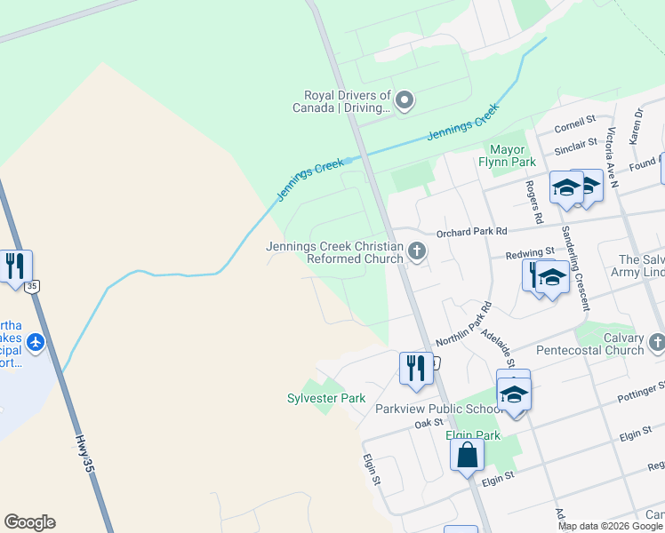 map of restaurants, bars, coffee shops, grocery stores, and more near 22 Richard Avenue in Kawartha Lakes