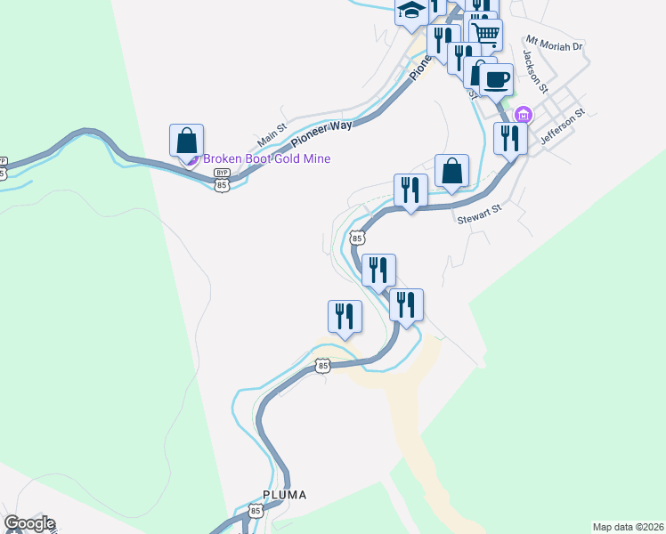 map of restaurants, bars, coffee shops, grocery stores, and more near 361 Charles Street in Deadwood