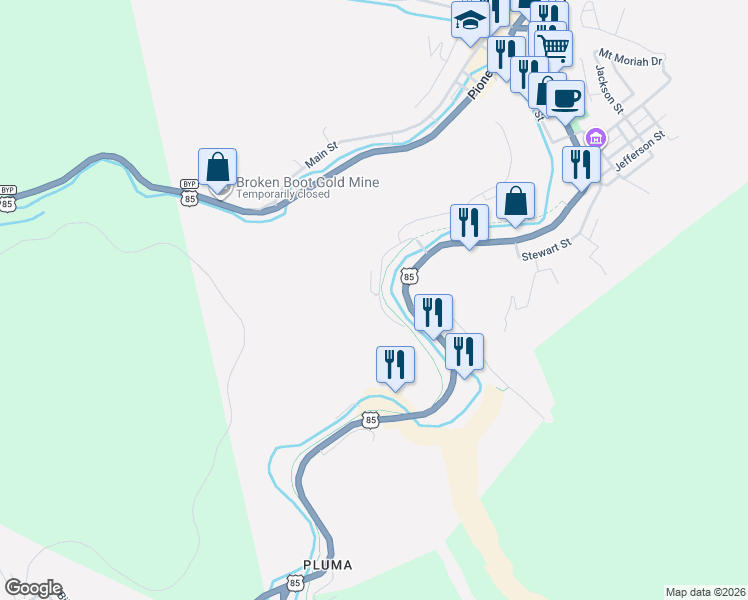 map of restaurants, bars, coffee shops, grocery stores, and more near 29 Charles Street in Deadwood