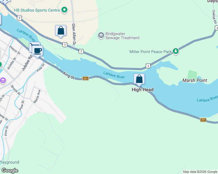 map of restaurants, bars, coffee shops, grocery stores, and more near 50 Harlow Road in High Head