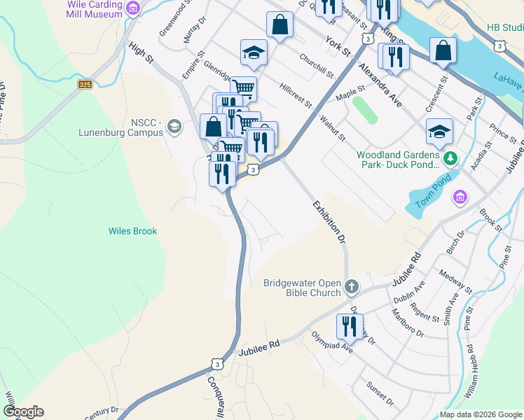 map of restaurants, bars, coffee shops, grocery stores, and more near 51 Micmac Avenue in Bridgewater