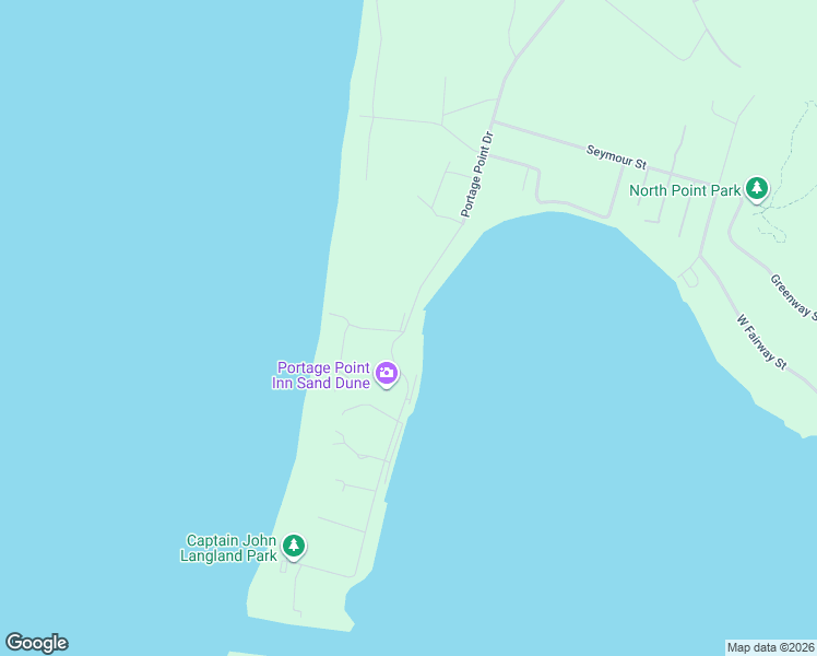 map of restaurants, bars, coffee shops, grocery stores, and more near 8569 Portage Point Drive in Onekama