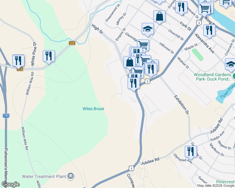 map of restaurants, bars, coffee shops, grocery stores, and more near Jerry Byers Drive in Bridgewater