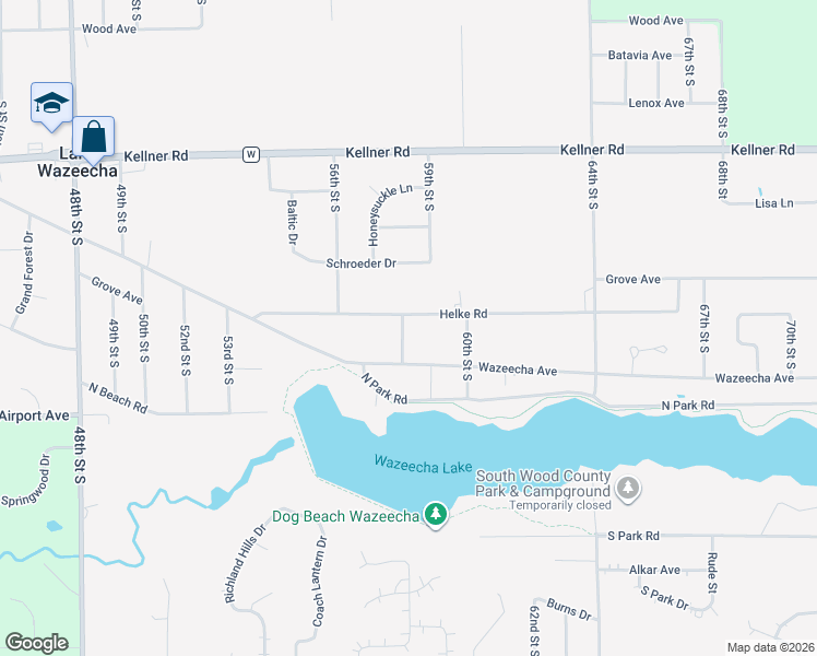 map of restaurants, bars, coffee shops, grocery stores, and more near 2911 58th Street South in Wisconsin Rapids