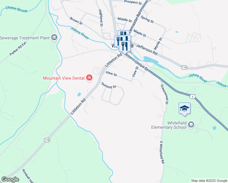 map of restaurants, bars, coffee shops, grocery stores, and more near 56 Summit Drive in Whitefield