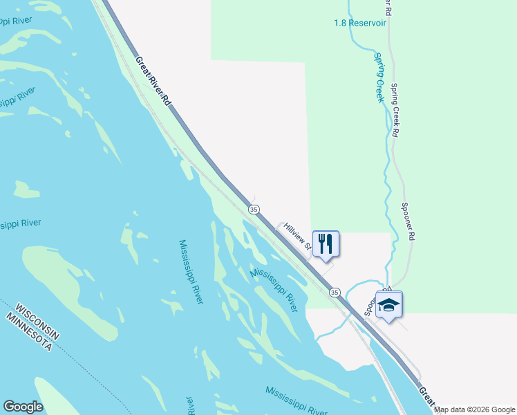 map of restaurants, bars, coffee shops, grocery stores, and more near S1560 Wisconsin 35 in Alma