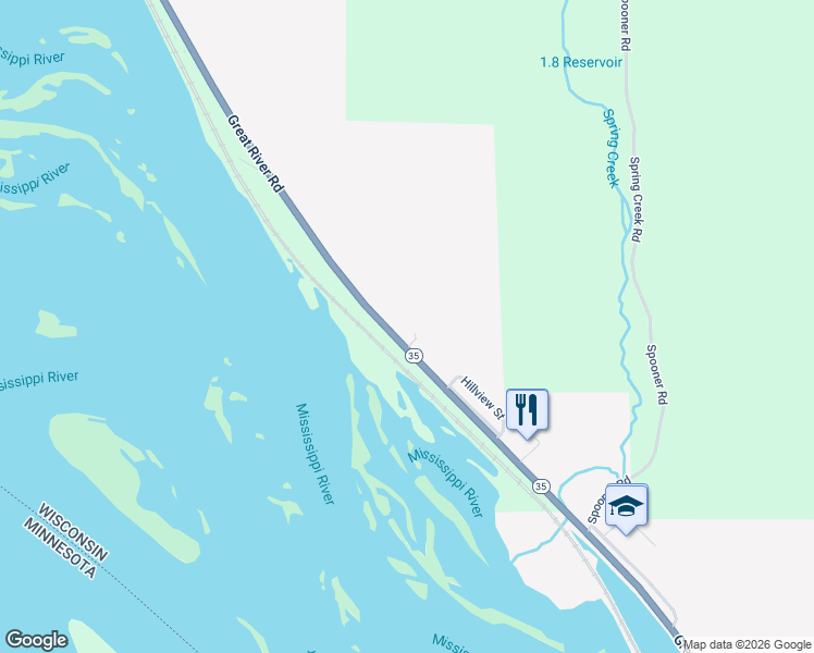 map of restaurants, bars, coffee shops, grocery stores, and more near S1560 Wisconsin 35 in Alma