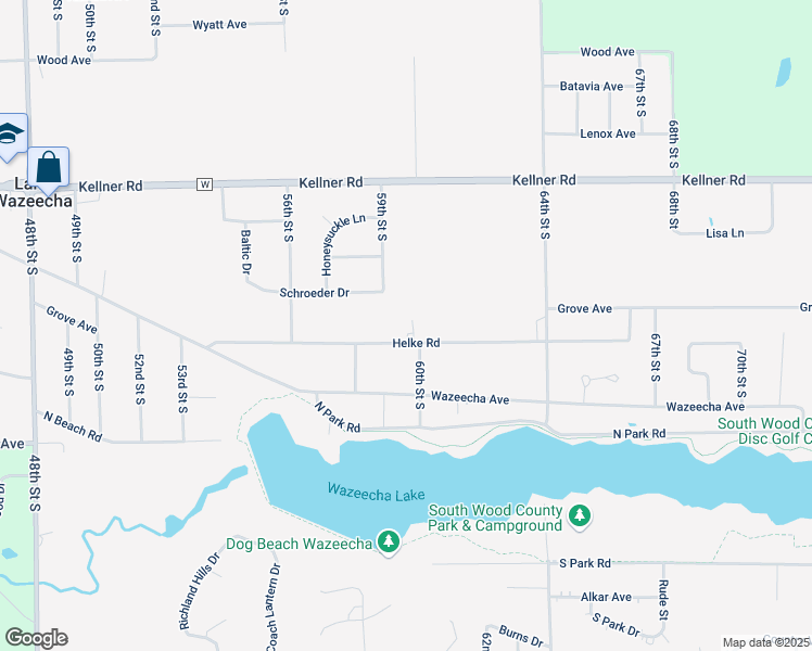 map of restaurants, bars, coffee shops, grocery stores, and more near 2721 59th Street South in Wisconsin Rapids