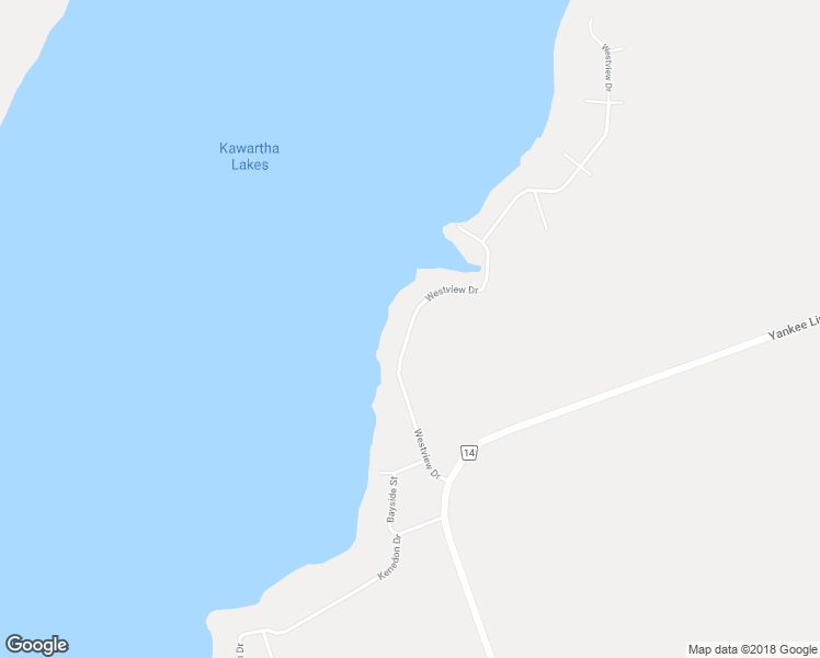 map of restaurants, bars, coffee shops, grocery stores, and more near 55 Westview Drive in Kawartha Lakes