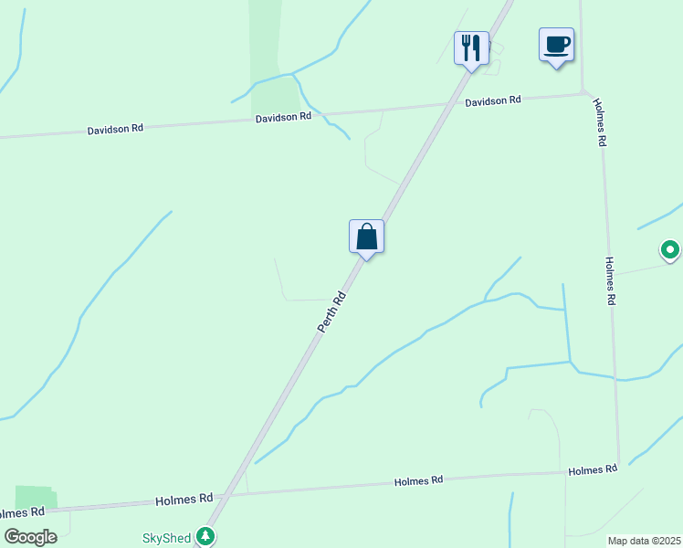 map of restaurants, bars, coffee shops, grocery stores, and more near 3625 Perth Road in Inverary