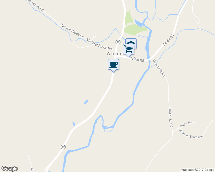 map of restaurants, bars, coffee shops, grocery stores, and more near 67 Worcester Village Road in Worcester