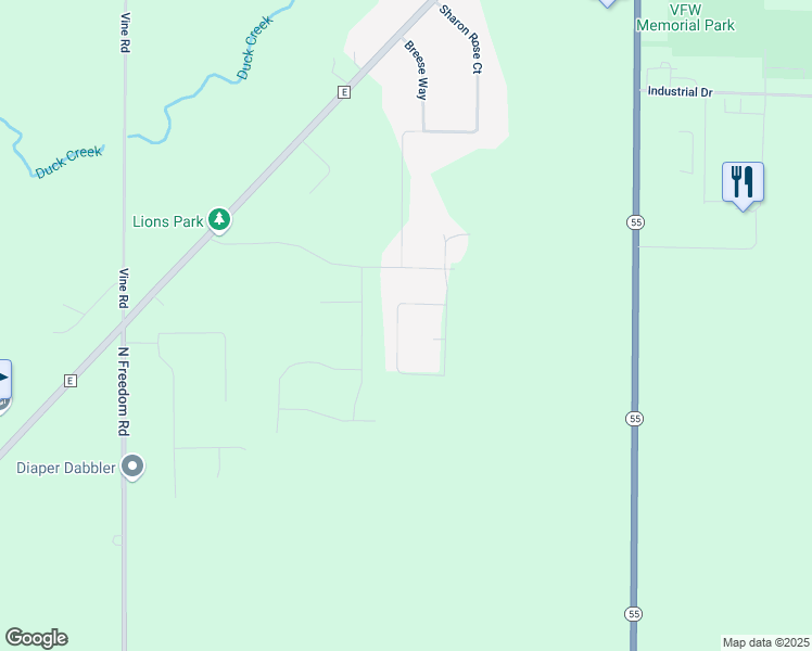map of restaurants, bars, coffee shops, grocery stores, and more near N3646 Rose Garden Way in Freedom