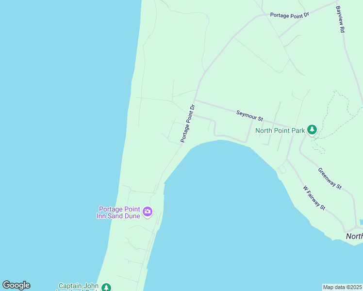 map of restaurants, bars, coffee shops, grocery stores, and more near 8751 Portage Point Drive in Onekama