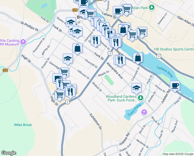 map of restaurants, bars, coffee shops, grocery stores, and more near in Bridgewater