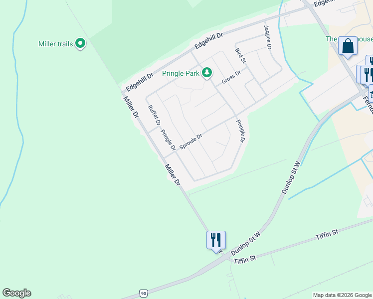 map of restaurants, bars, coffee shops, grocery stores, and more near in Barrie