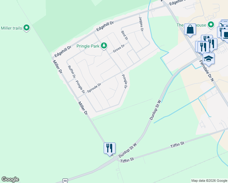 map of restaurants, bars, coffee shops, grocery stores, and more near in Barrie