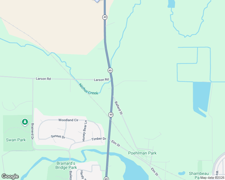 map of restaurants, bars, coffee shops, grocery stores, and more near Wisconsin 49 in Waupaca