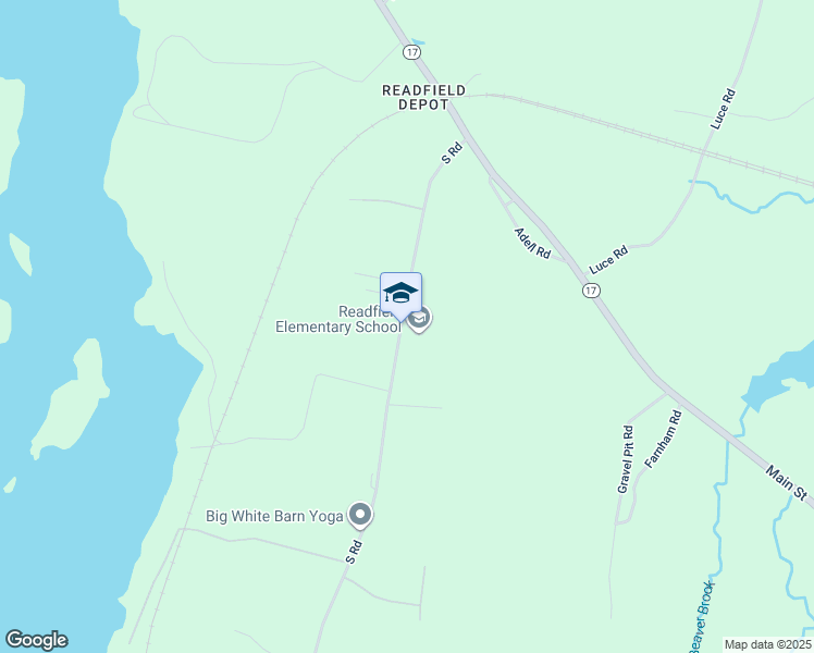 map of restaurants, bars, coffee shops, grocery stores, and more near 84 South Road in Readfield