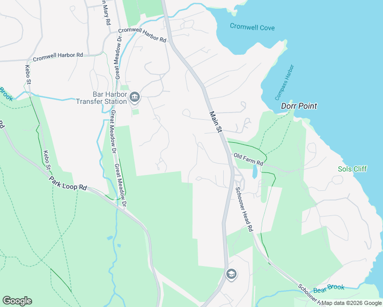 map of restaurants, bars, coffee shops, grocery stores, and more near 51 Strawberry Hill East Road in Bar Harbor