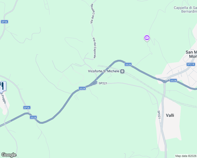 map of restaurants, bars, coffee shops, grocery stores, and more near SS28 Nord in Provincia di Cuneo