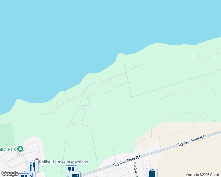map of restaurants, bars, coffee shops, grocery stores, and more near 1842 Oakwood Road in Innisfil