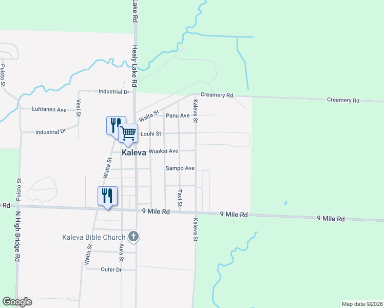 map of restaurants, bars, coffee shops, grocery stores, and more near 14751 Wuoksi Avenue in Kaleva