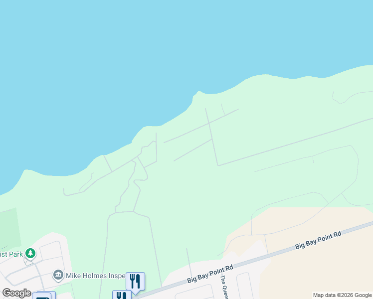 map of restaurants, bars, coffee shops, grocery stores, and more near 1842 Oakwood Road in Innisfil