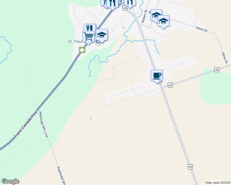 map of restaurants, bars, coffee shops, grocery stores, and more near 26 Maple Avenue in Norwood