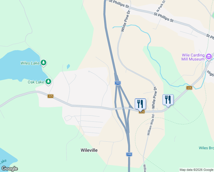map of restaurants, bars, coffee shops, grocery stores, and more near 45 Lester Getson Road in Wileville
