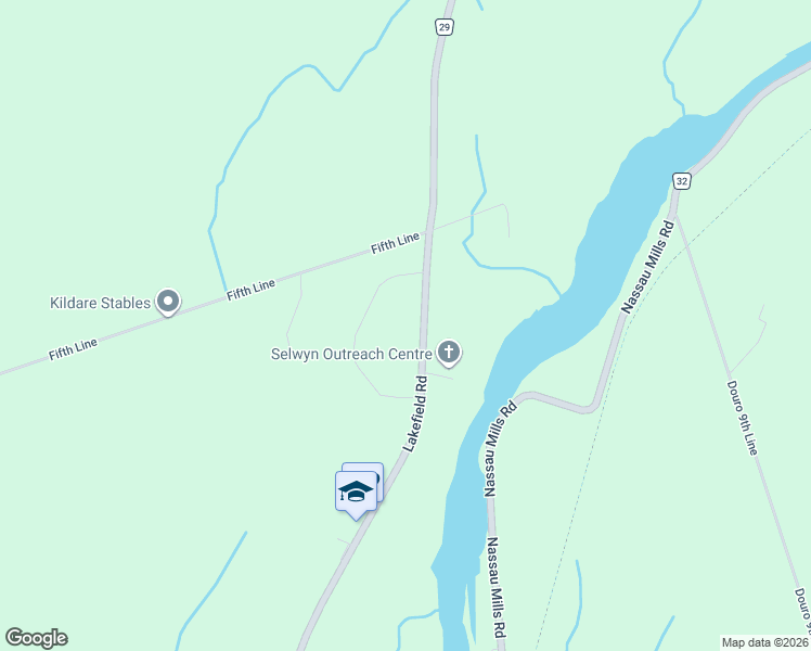 map of restaurants, bars, coffee shops, grocery stores, and more near 2707-2725 Lakefield Road in Peterborough