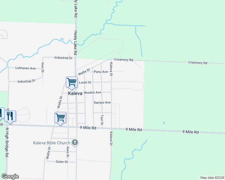 map of restaurants, bars, coffee shops, grocery stores, and more near 14751 Wuoksi Avenue in Kaleva
