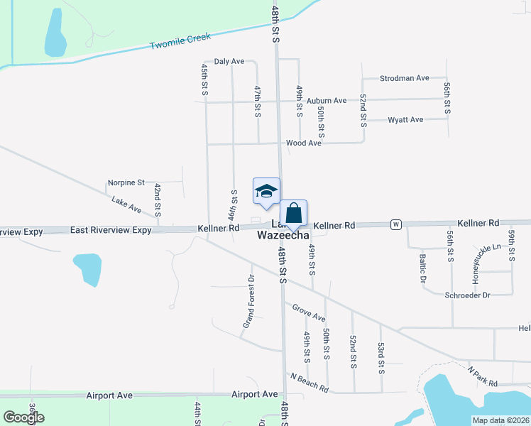 map of restaurants, bars, coffee shops, grocery stores, and more near 2390 48th Street South in Wisconsin Rapids