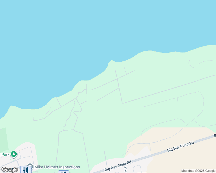 map of restaurants, bars, coffee shops, grocery stores, and more near 1825 Park Lane in Innisfil