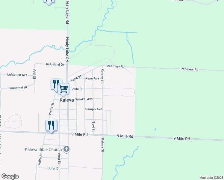 map of restaurants, bars, coffee shops, grocery stores, and more near 14799 Louhi Street in Kaleva