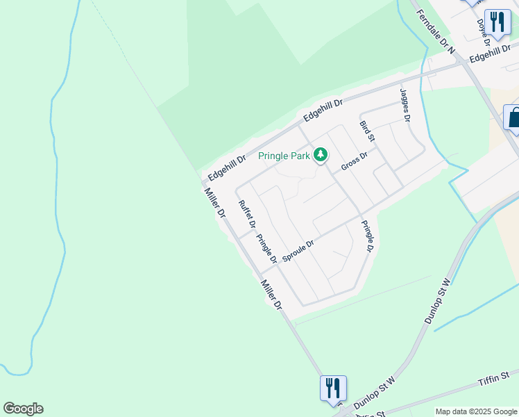 map of restaurants, bars, coffee shops, grocery stores, and more near 78 Kraus Road in Barrie