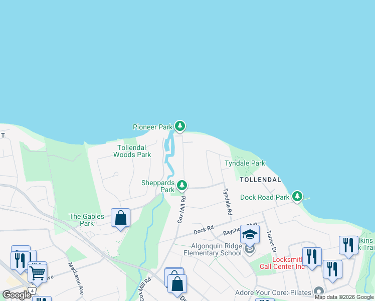 map of restaurants, bars, coffee shops, grocery stores, and more near in Barrie