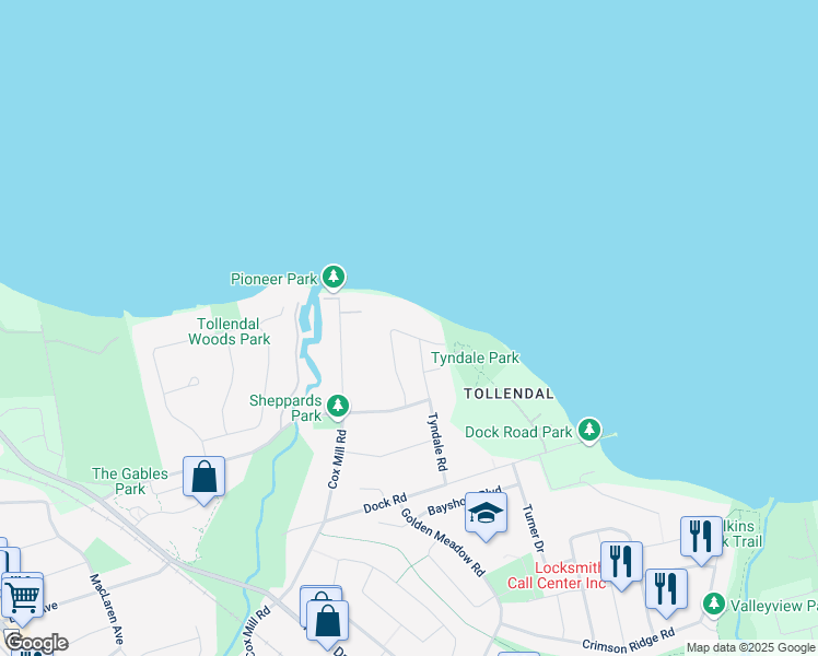 map of restaurants, bars, coffee shops, grocery stores, and more near 50 Gray Lane in Barrie